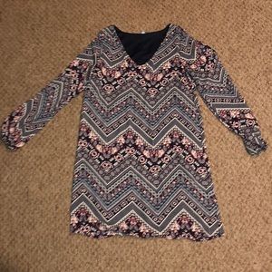 A navy blue printed dress